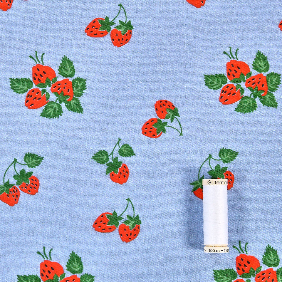 Fabric Godmother - Viscose/Linen - Strawberry Fayre - Blue