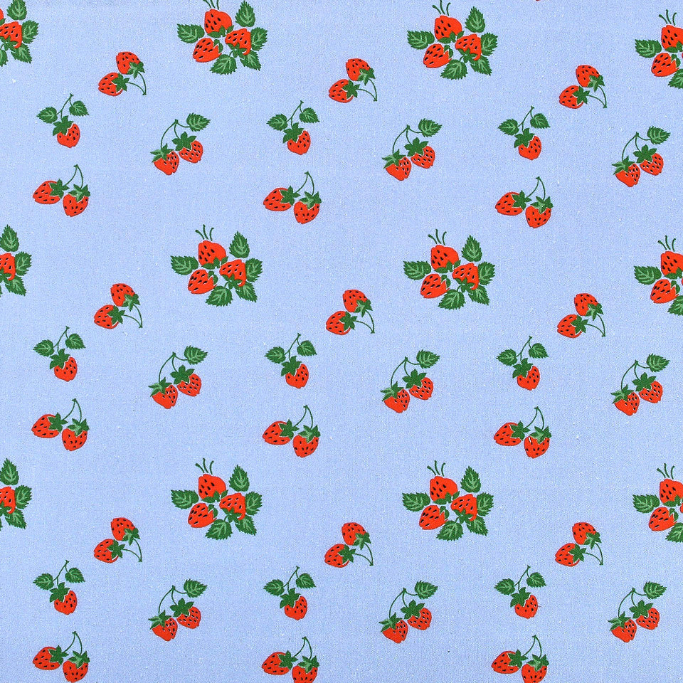 Fabric Godmother - Viscose/Linen - Strawberry Fayre - Blue