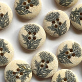 Textile Garden - Recycled Cotton Button - 18mm - Off-White with Thistle