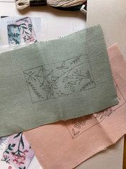Alice Makabe - Embroidery Kit - My Garden Bookmarks - Pink and Sage