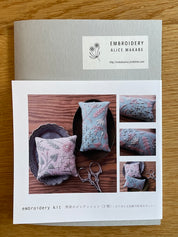Alice Makabe - Embroidery Kit - Wild Flower Pincushions - Pink and Blue/Gray