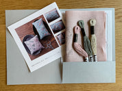 Alice Makabe - Embroidery Kit - Wild Flower Pincushions - Pink and Blue/Gray