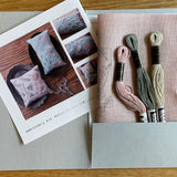 Alice Makabe - Embroidery Kit - Wild Flower Pincushions - Pink and Blue/Gray