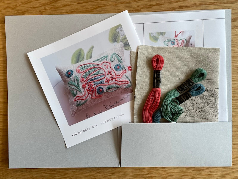 Alice Makabe - Embroidery Kit - Rabbit Pincushion - Natural