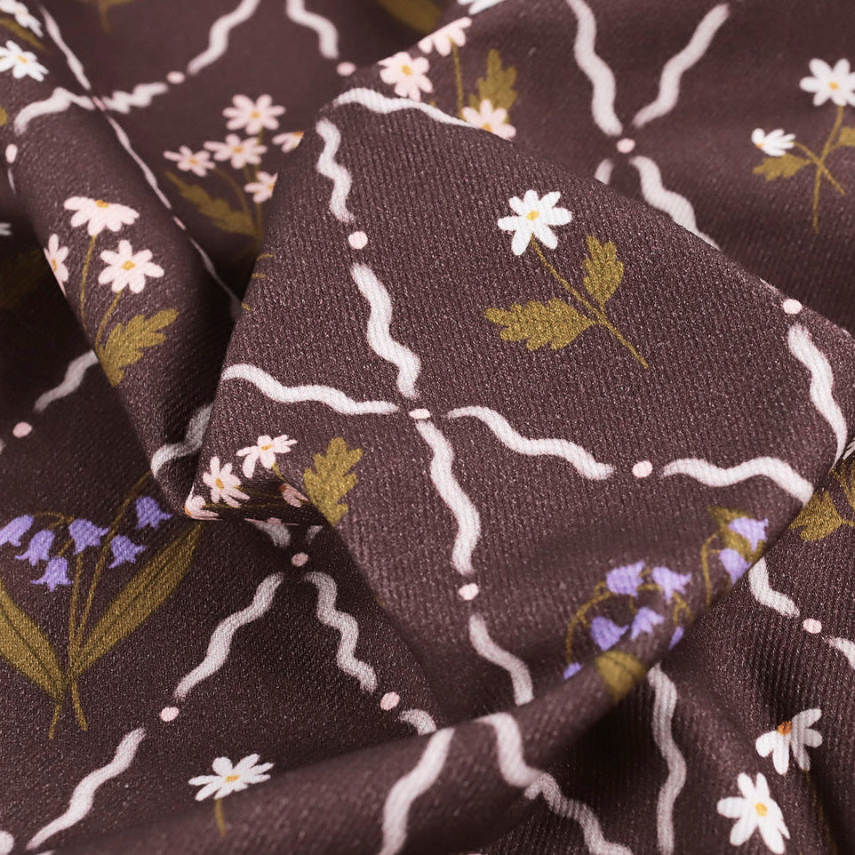 Fabric Godmother - Brushed Denim - Dorothy Floral Patchwork - Espresso