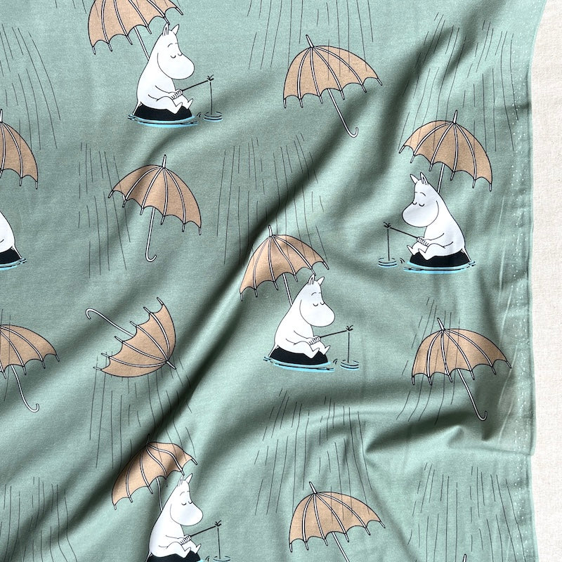 Elvelyckan - Organic Cotton Jersey - Moomin - Rainy Day - Green