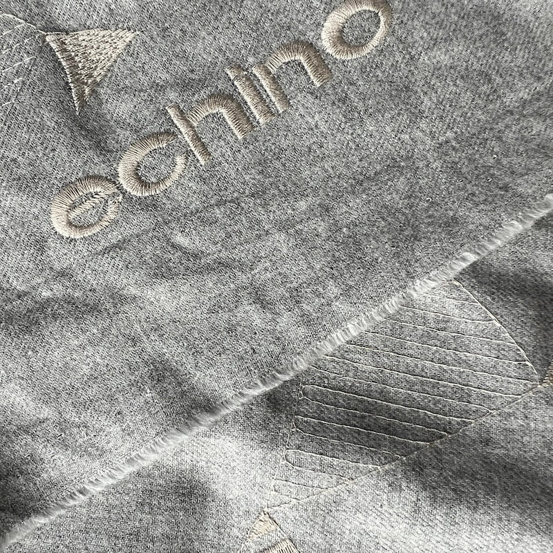 Echino - Embroidered Brushed Viera - Botanical Light - Grey