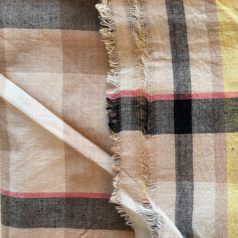 Handwoven Indian Cotton - Stripes and Checks - Mocha Sunshine