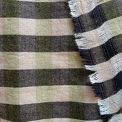 Handwoven Indian Cotton - Beige Black & Olive - Check