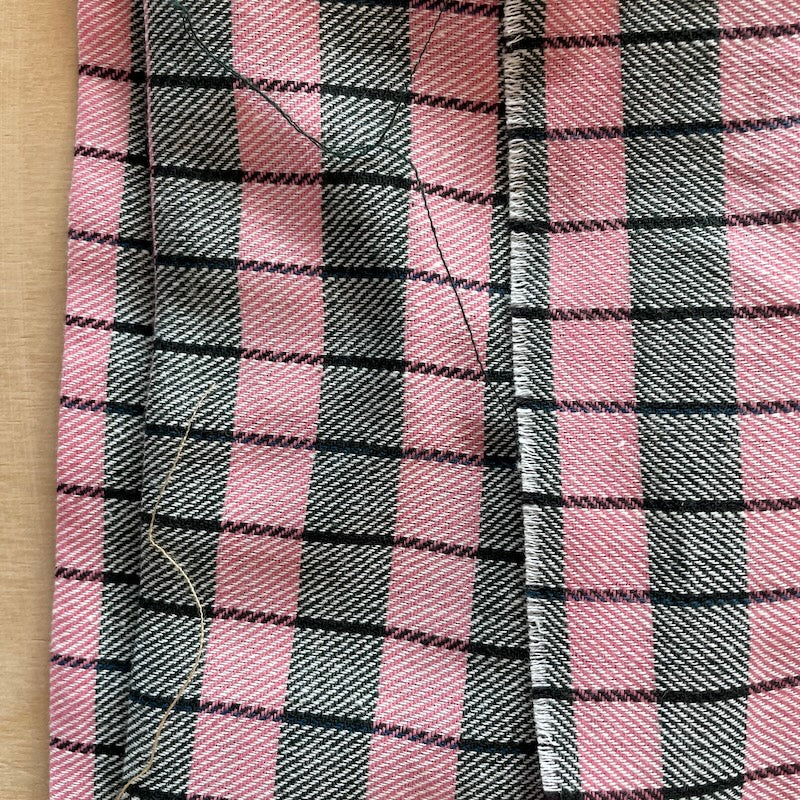 Handwoven Indian Cotton Twill - Check - Pink and Forest Green