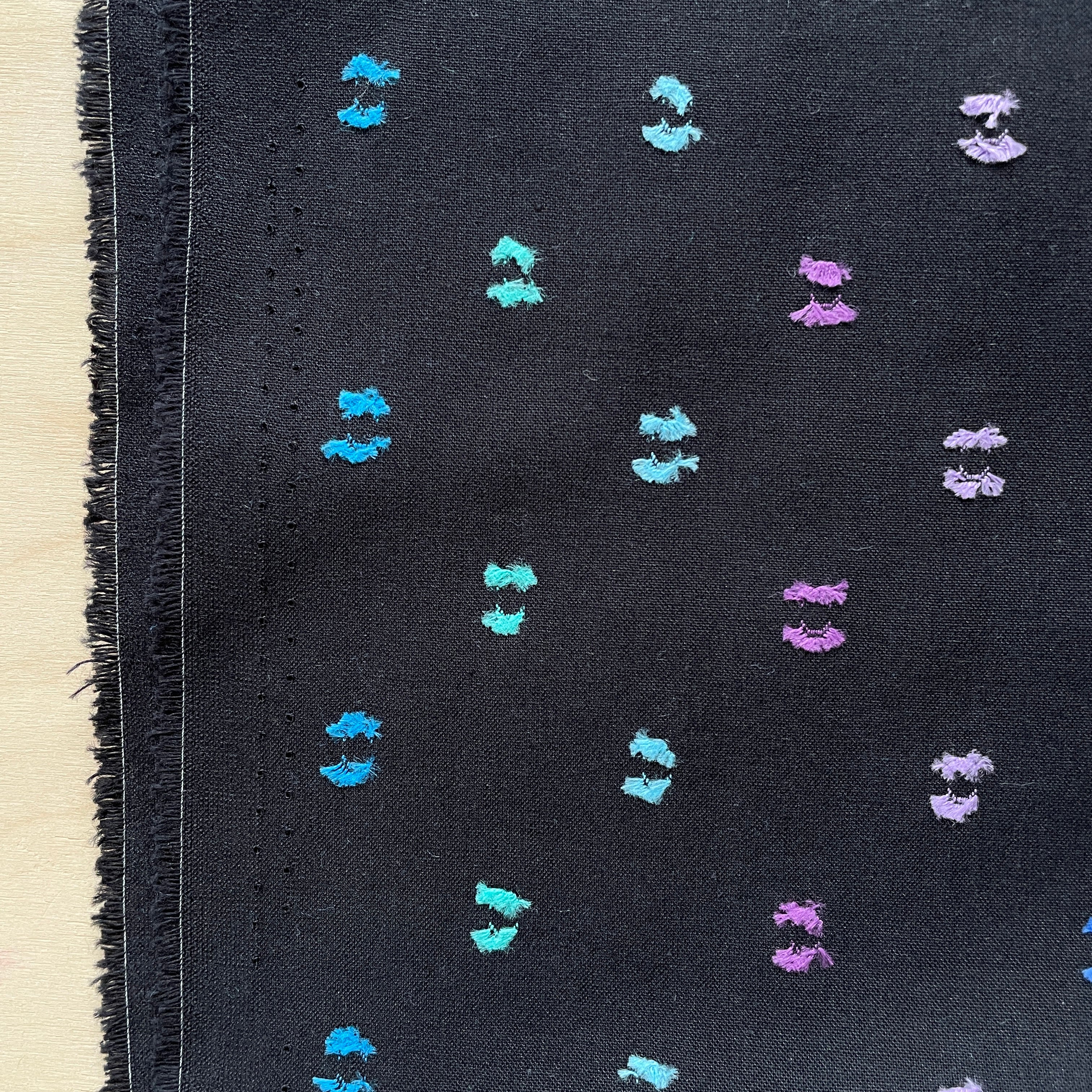 Figo - Yarn Dyed Cotton - Intervals - Large Dots - Black