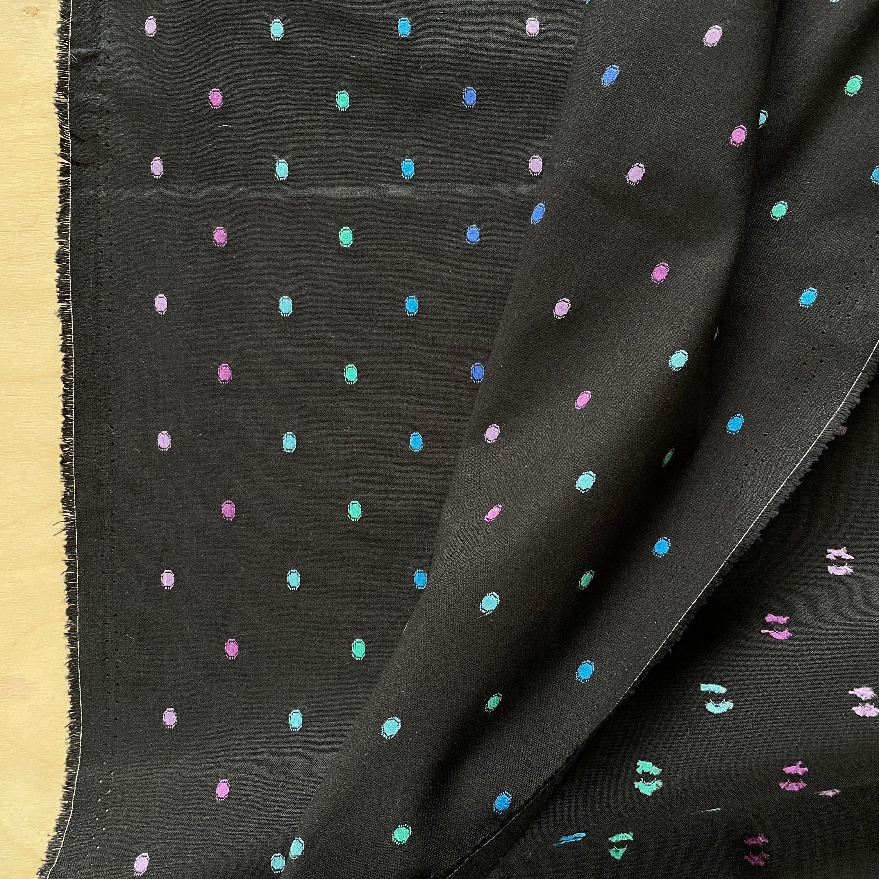 Figo - Yarn Dyed Cotton - Intervals - Large Dots - Black