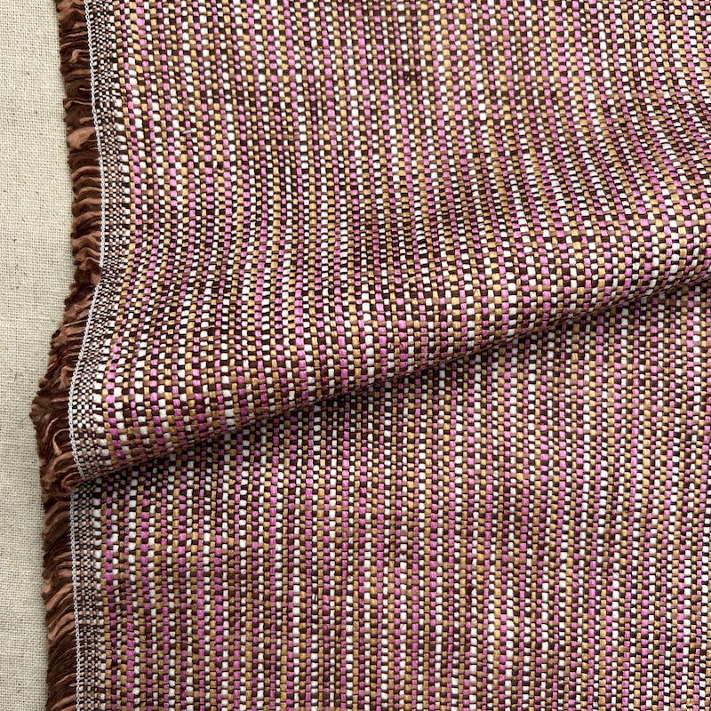 Deadstock - Heavy Weight Linen - Yarn Dyed - Pink and Chocolate