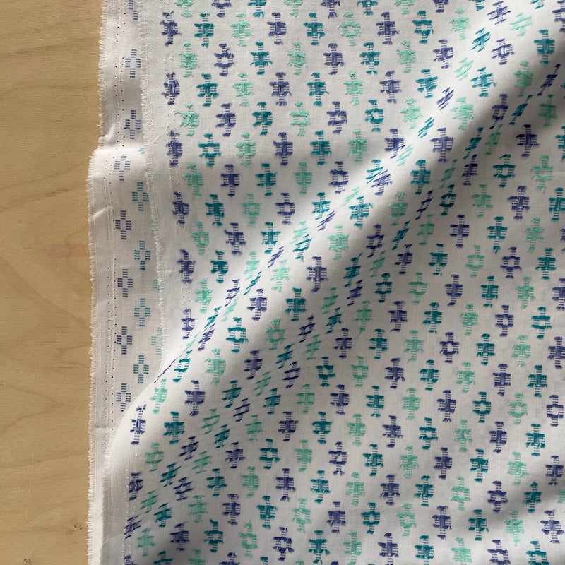 Figo - Yarn Dyed Cotton - Intervals - Floral - Sea Glass