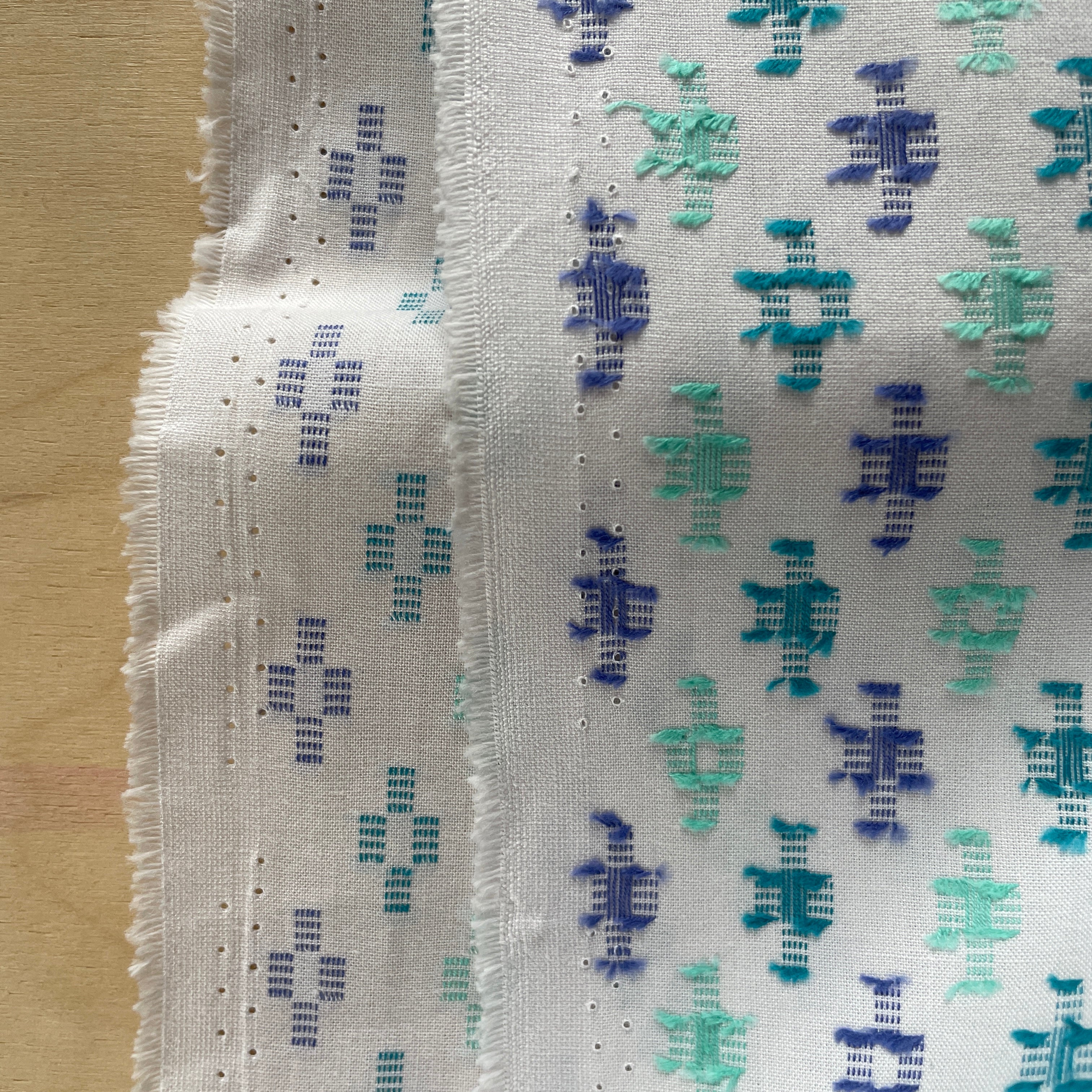 Figo - Yarn Dyed Cotton - Intervals - Floral - Sea Glass