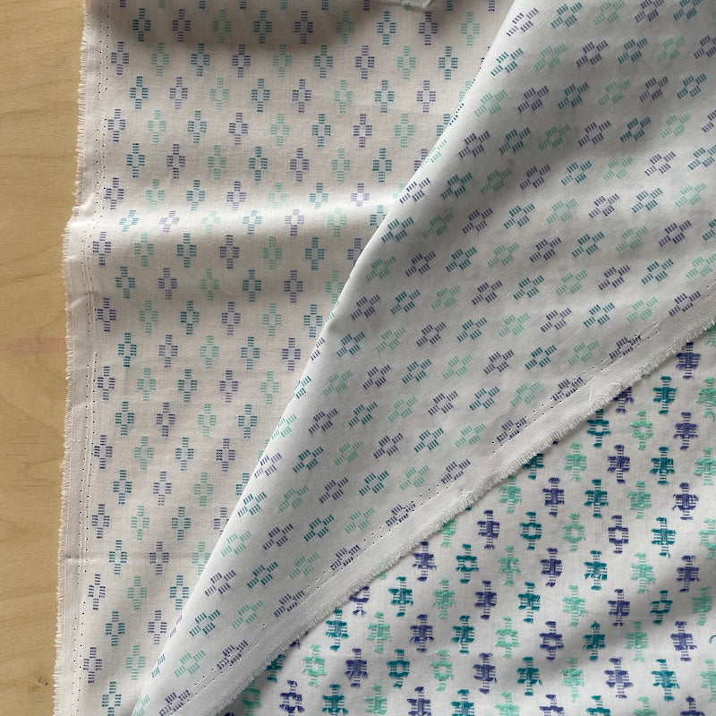 Figo - Yarn Dyed Cotton - Intervals - Floral - Sea Glass