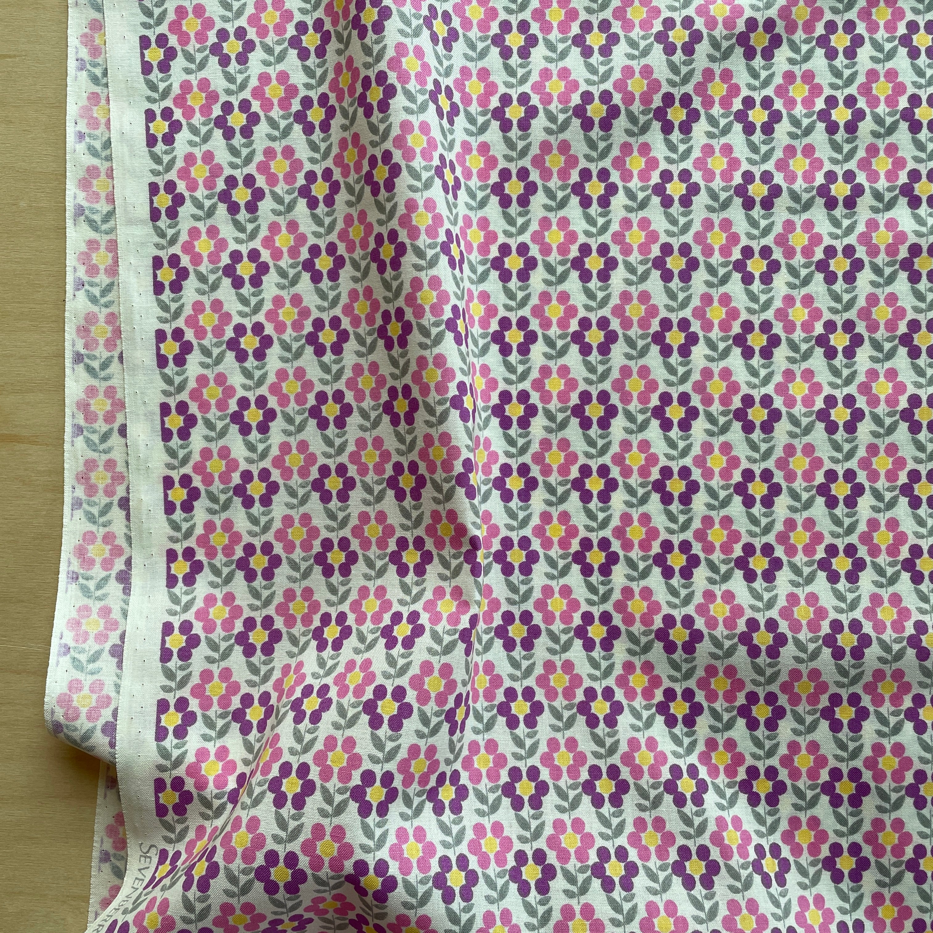 Sevenberry - Cotton Sheeting - Dot Flowers - Pink and Purple