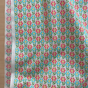 Sevenberry - Cotton Sheeting - Dot Flowers - Coral and Sky