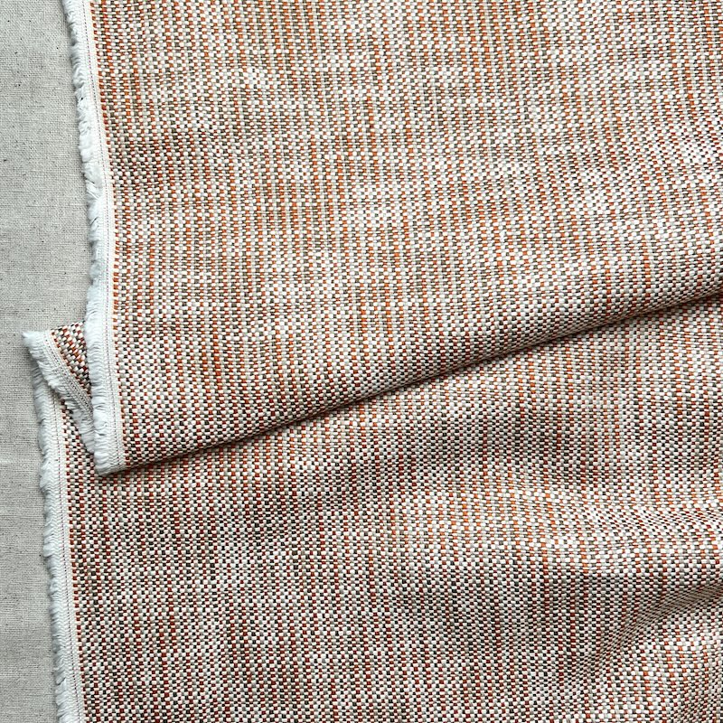 Deadstock - Heavy Weight Linen - Yarn Dyed - Tangerine and Cream