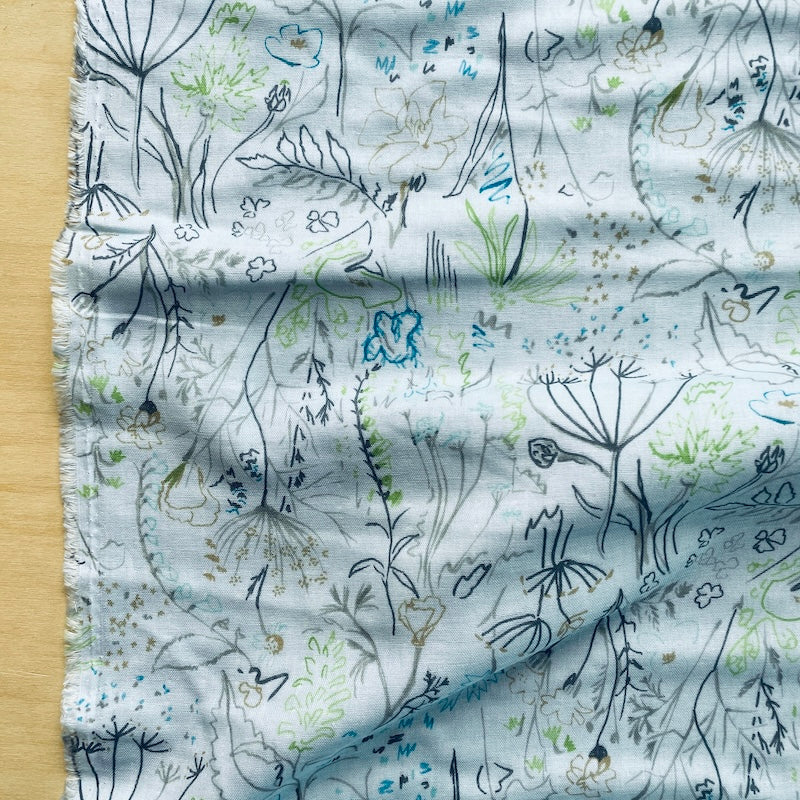 Hokkoh - Cotton Double Gauze - Wildflower Sketch - Sky