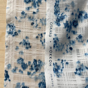 Hokkoh - Textured Cotton - Watercolor Flowers - Indigo on White