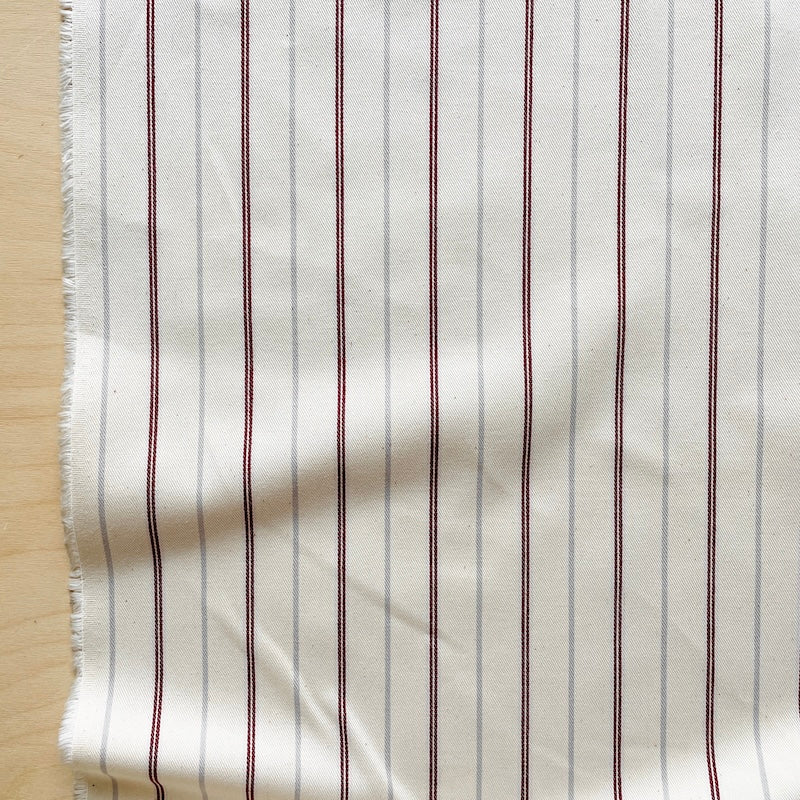 Ticking Stripe Left-Hand Twill - 7oz - Red and Cream