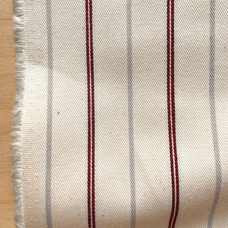 Ticking Stripe Left-Hand Twill - 7oz - Red and Cream