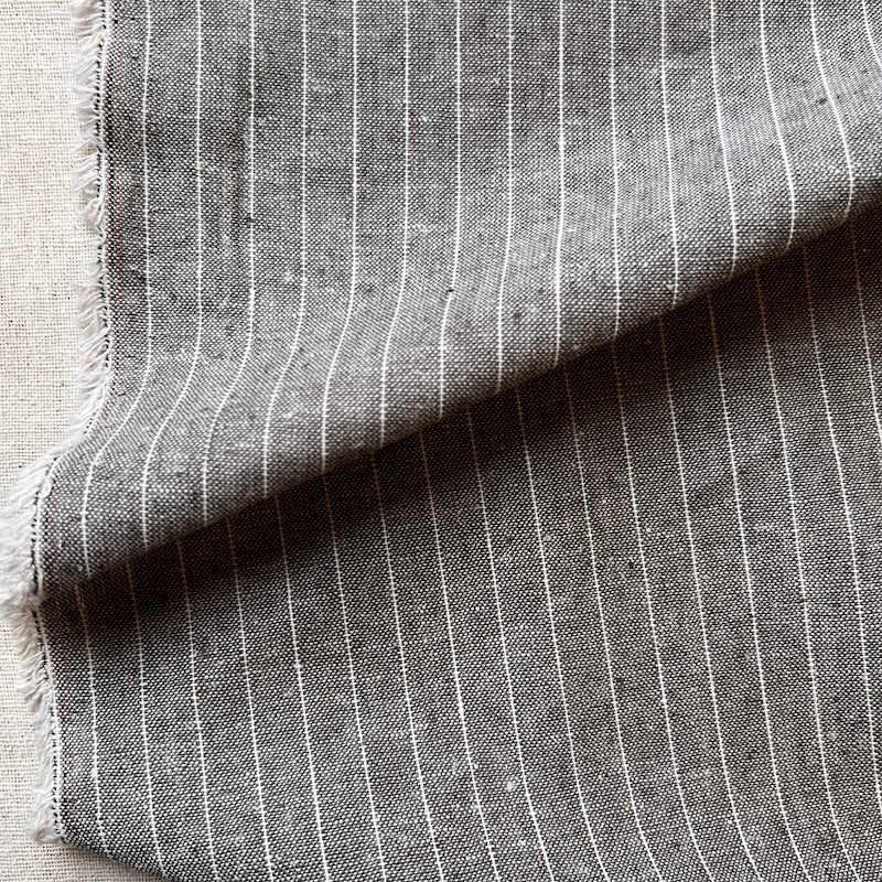 Deadstock - Yarn Dyed Pin Stripe Linen - Smoke