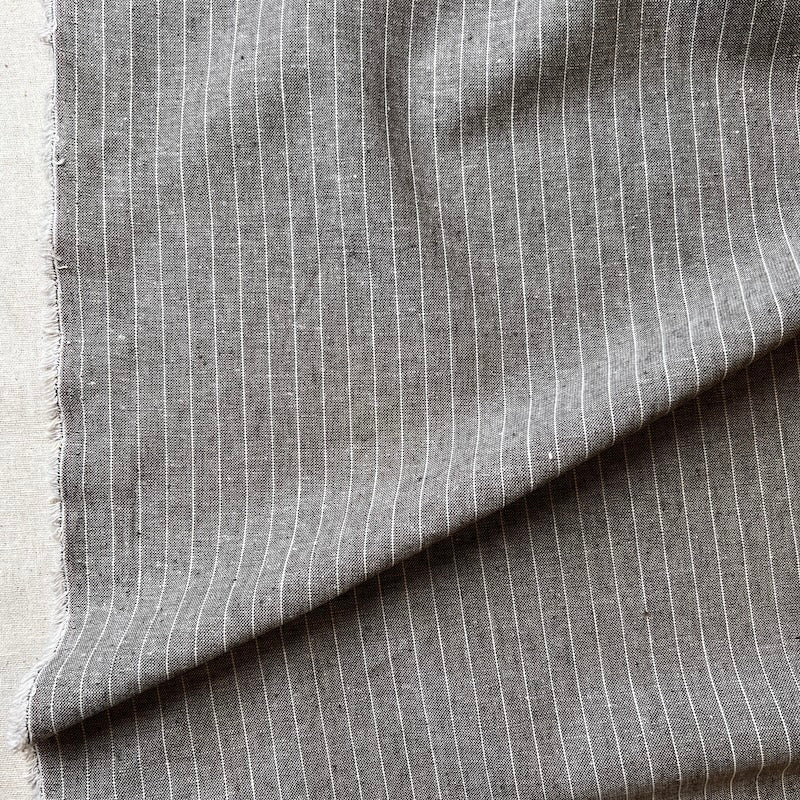 Deadstock - Yarn Dyed Pin Stripe Linen - Smoke