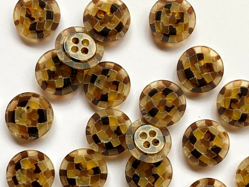 Textile Garden - Recycled Polyester Buttons - 15mm - Mosaic - Various Colors