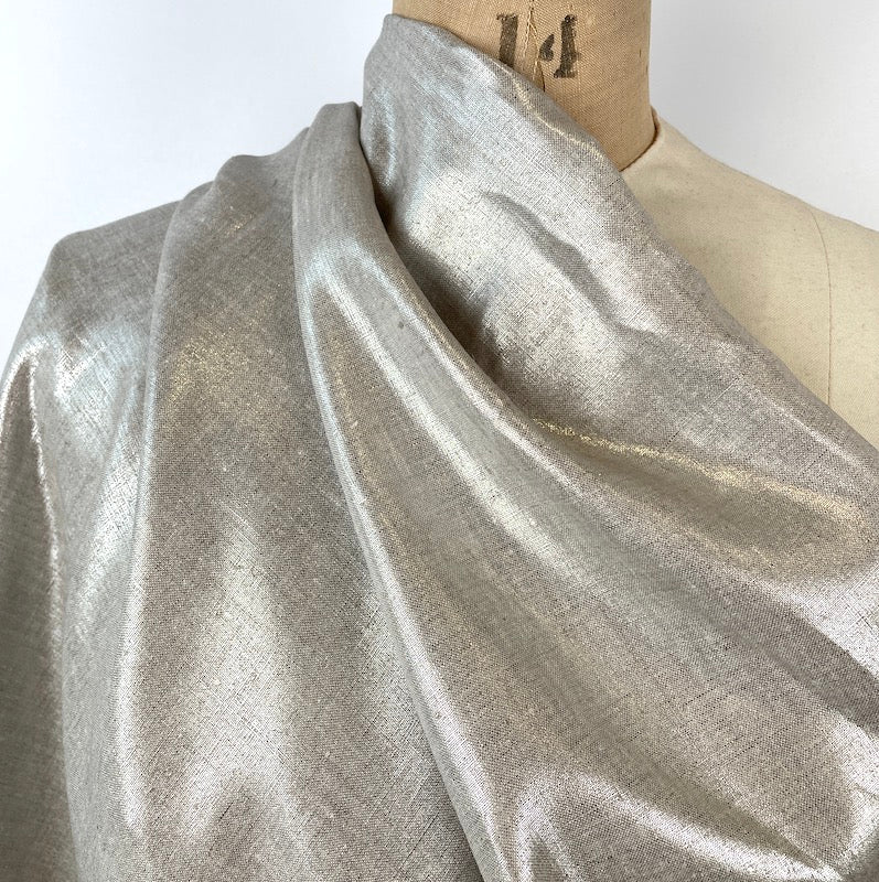 Lino Textil - Metallic Linen - Silver on Oatmeal
