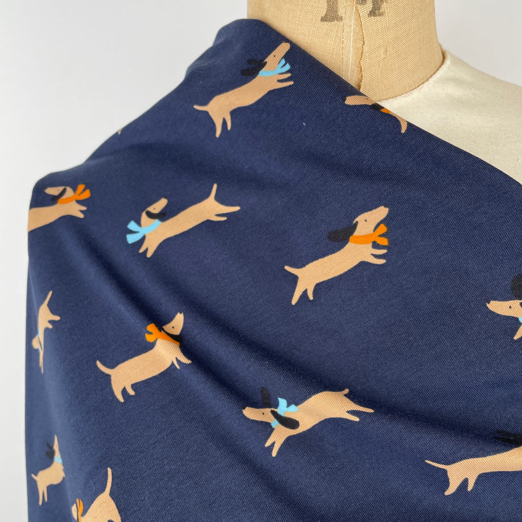 Verhees - Printed Jersey - Dachshunds on Blue
