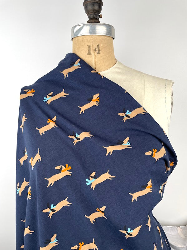 Verhees - Printed Jersey - Dachshunds on Blue