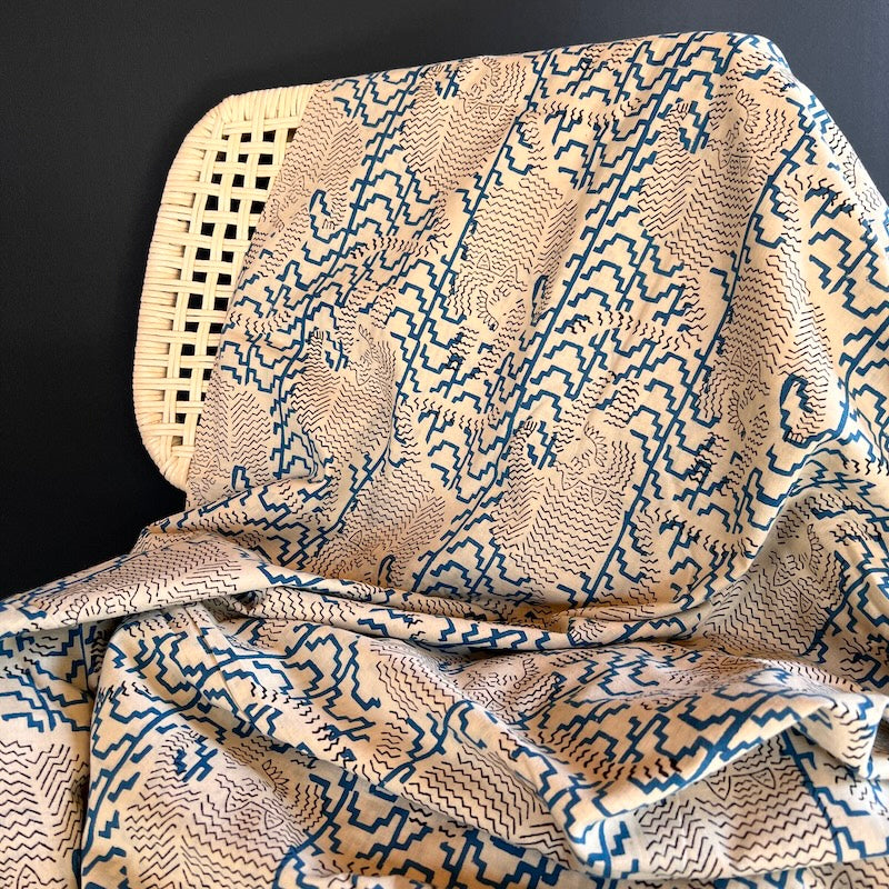 Bagru Hand Block Print - Tigers - Blue Pattern