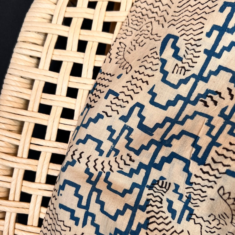 Bagru Hand Block Print - Tigers - Blue Pattern