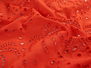 Fabric Godmother - Cotton Broderie Anglaise - Palm Trees - Orange