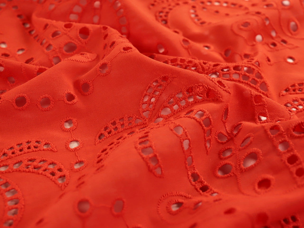 Fabric Godmother - Cotton Broderie Anglaise - Palm Trees - Orange