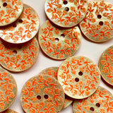 Textile Garden - Natural Shell Button - 22mm - Floral Design - Various Colors