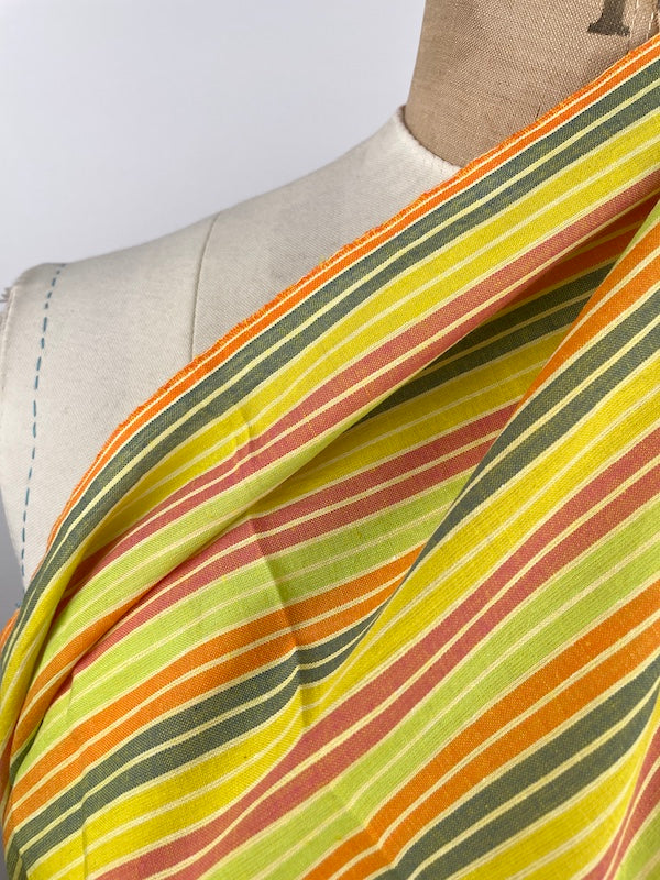 Khadi Handwoven Cotton - Yarn Dyed Stripe - Citrus Rainbow