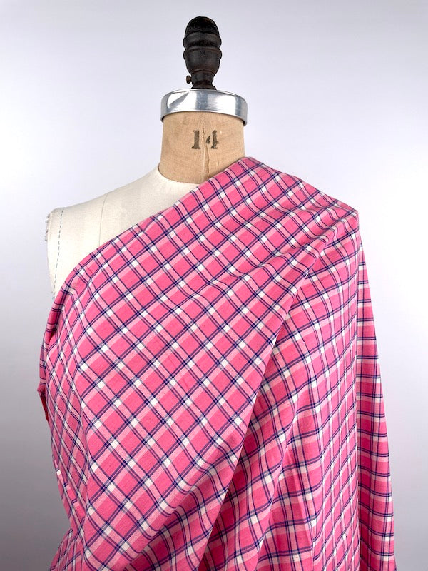 Khadi Handwoven Cotton - Yarn Dyed Check - Pink and Navy