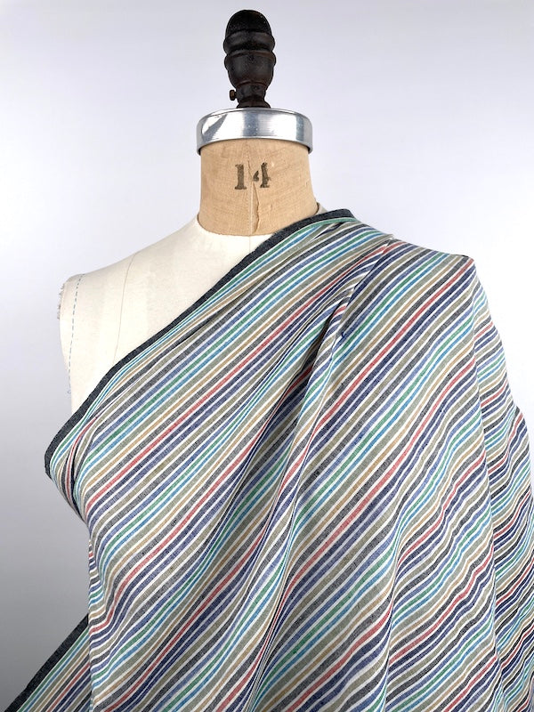 Khadi Handwoven Cotton - Yarn Dyed Stripe - Blue and Green
