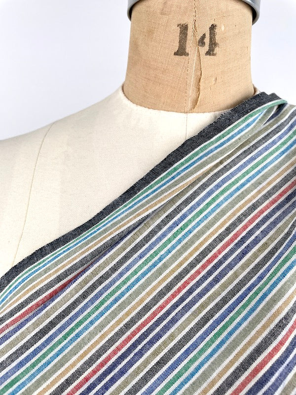 Khadi Handwoven Cotton - Yarn Dyed Stripe - Blue and Green