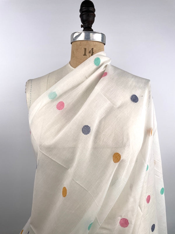 Handwoven Cotton- Tissue Weight - Polka Dot Floats