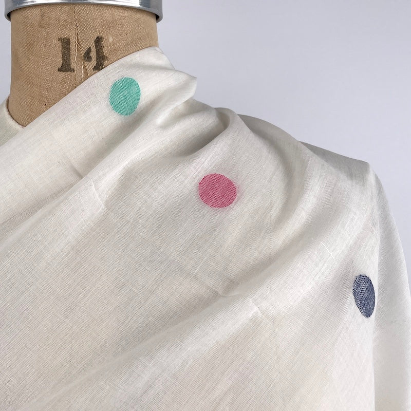 Khadi Handwoven Cotton - Polka Dot Floats fabric