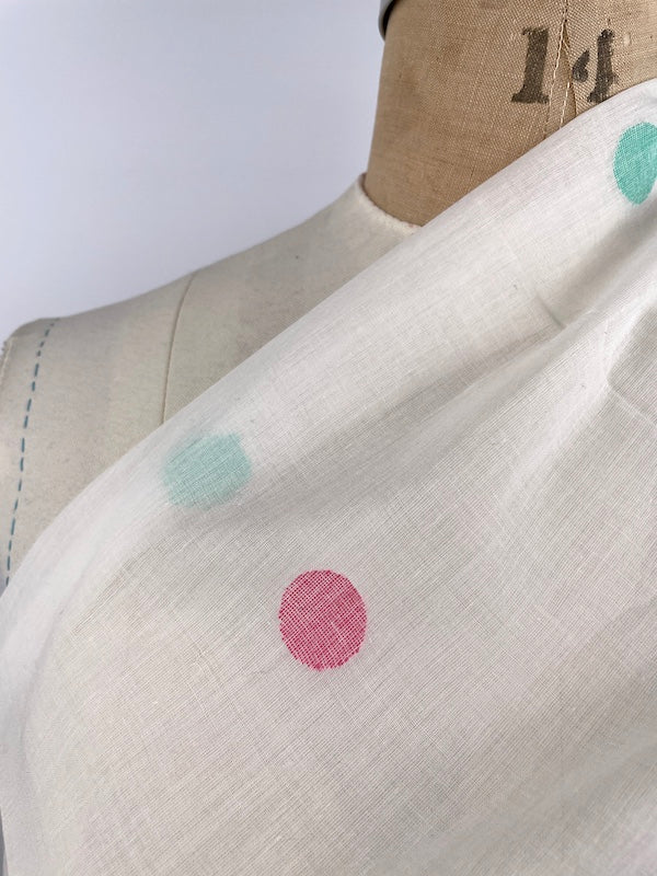 Handwoven Cotton- Tissue Weight - Polka Dot Floats