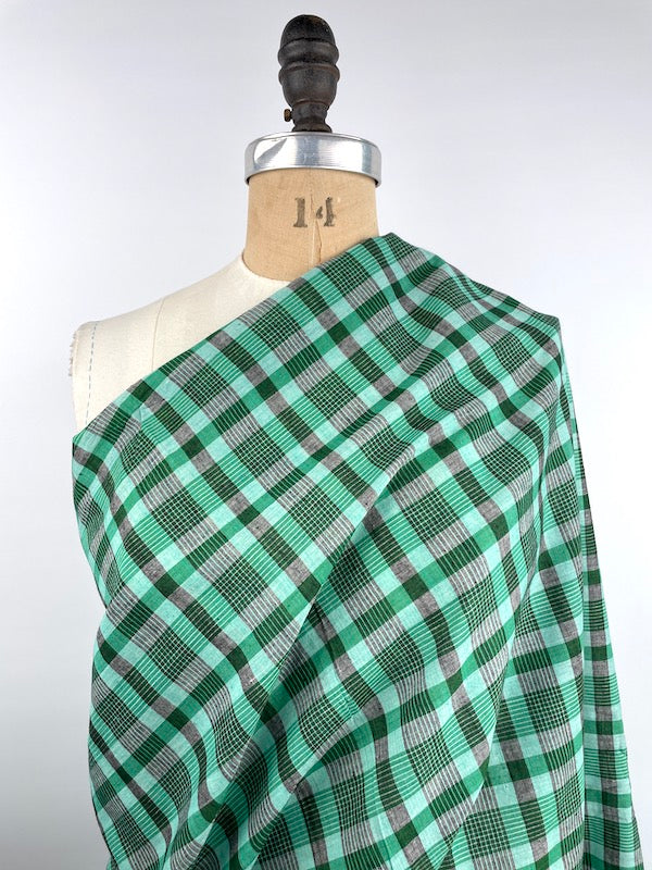 Khadi Handwoven Cotton - Yarn Dyed Check - Green