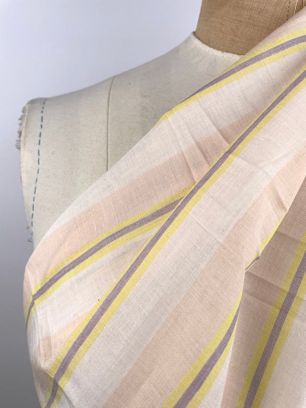 Khadi Handwoven Cotton - Yarn Dyed Stripe - Peach and Cream