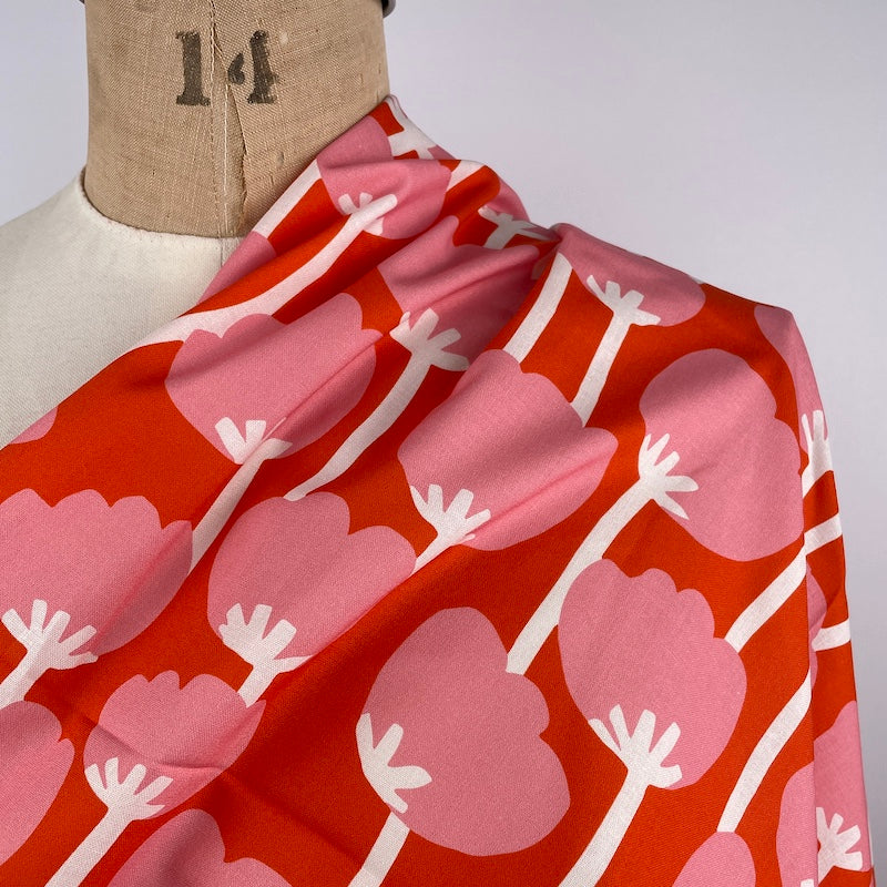 Nerida Hansen - Lenzing Tencel Linen - Poppies - Flame Fabric