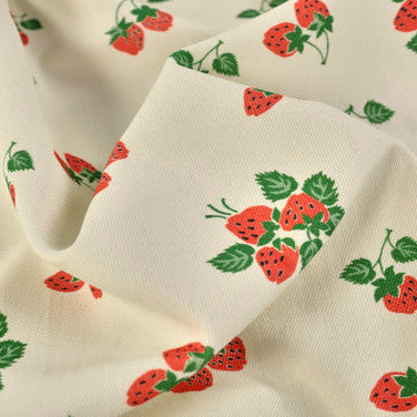 Fabric Godmother - Brushed Denim - Strawberry Fayre - Cream