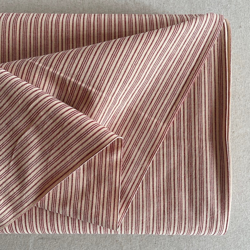 Diamond Textiles - Homespun Cotton - Stripe - Cranberry and Cream
